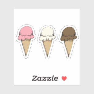 Sticker Cônes de glace au chocolat à la fraise et à la van