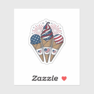 Sticker Cônes de glace patriotiques vintage 4 juillet S