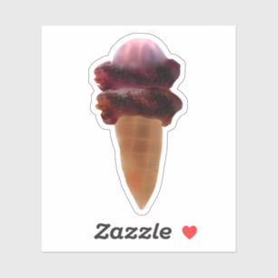 Sticker Conne de crème glacée aux fraises chocolatées