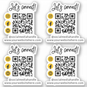 Sticker Connectons les médias sociaux jaunes Code Qr