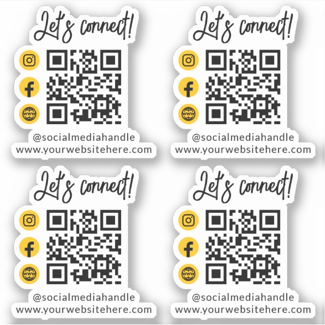 Sticker Connectons les médias sociaux jaunes Code Qr (Devant)