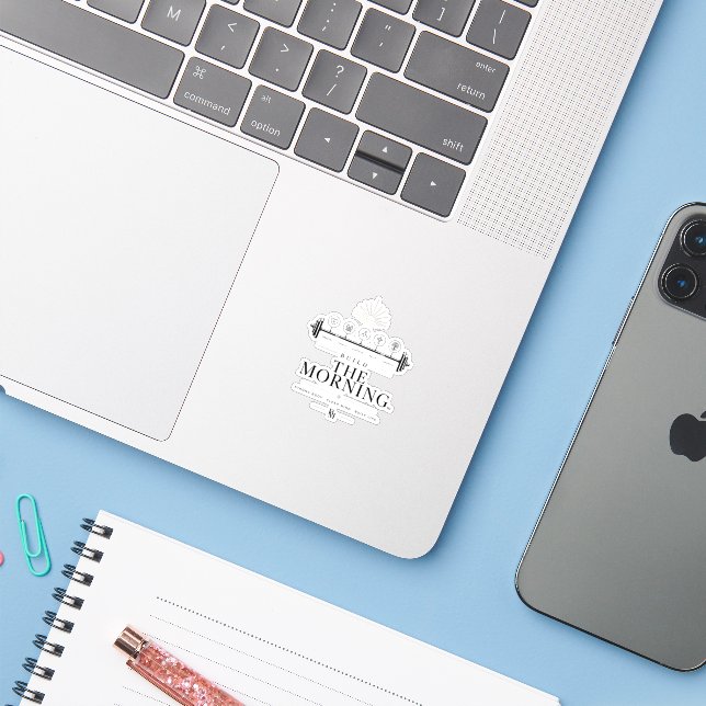 Sticker Construire la matinée™ | Vie de routine matinale d (Ordinateur portable avec iPhone)