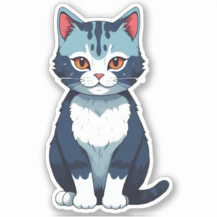Sticker Contour de chat bleu