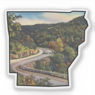 Sticker Contour de l'Arkansas rempli de route de montagne