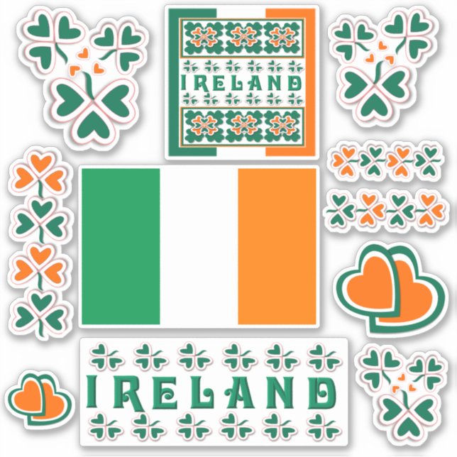 Sticker Contour Shamrock irlandais coloré (Devant)