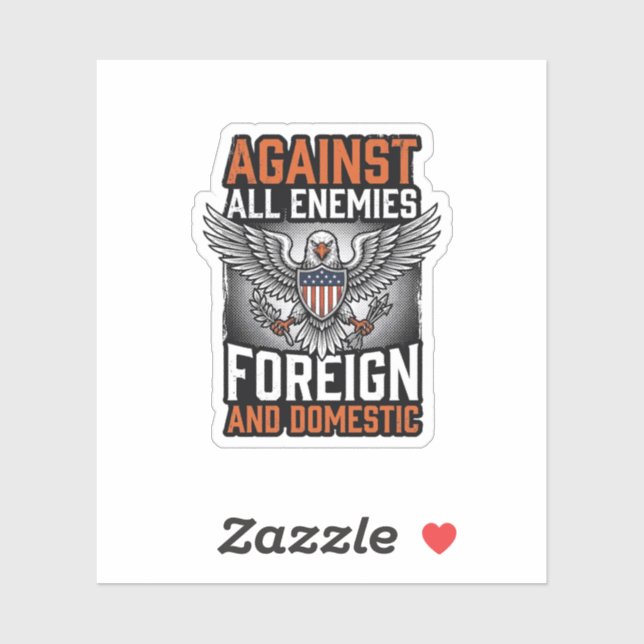 Sticker Contre tous les ennemis conception de t-shirt Eagl (Feuille)