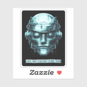 Sticker Contrôle de l'esprit Cyberpunk Robot Blue Grunge