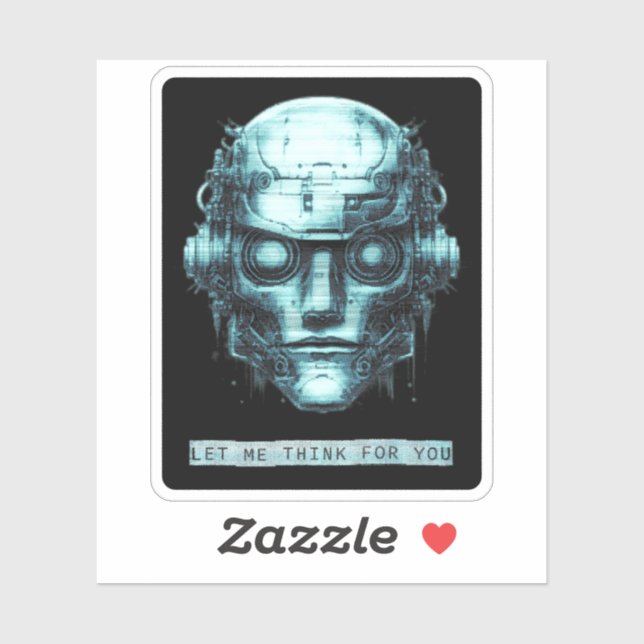 Sticker Contrôle de l'esprit Cyberpunk Robot Blue Grunge (Feuille)