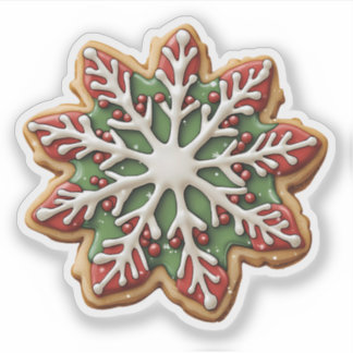 Sticker Cookie de flocon rouge et vert