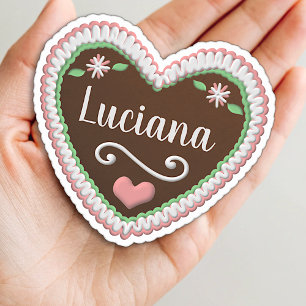 Sticker Cookie en pain d'épices en forme de coeur avec nom