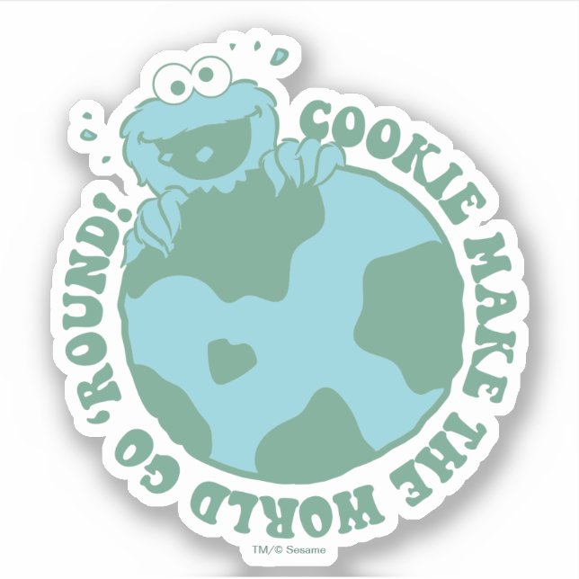 Sticker Cookie Monster | Les cookies font tourner le monde (Devant)