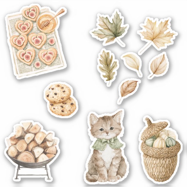 Sticker Cookies aux pépites de chocolat aux feuilles d'aut (Devant)