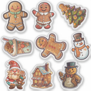Sticker cookies de pain d'épice de Noël