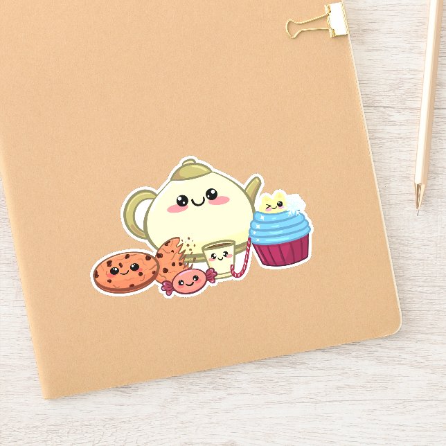 Sticker cookies kawaii et moment de thé chaud (Carnet)