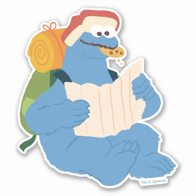 Sticker Cookies Monster Lire Une Carte (Devant)