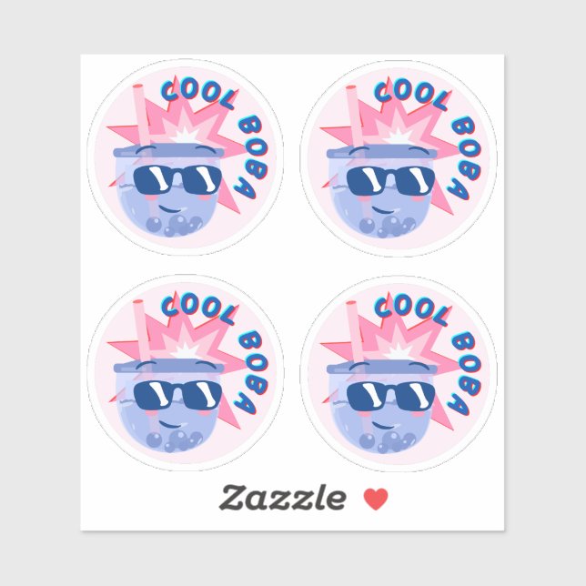 Sticker Cool Boba- Pack de 4 (Feuille)