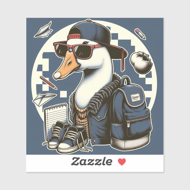 Sticker Cool Canard Retour à l'école Petite taille (Feuille)
