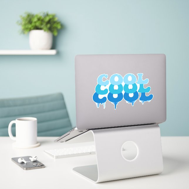 Sticker Cool Comme Glace, Fondre Bleu Amusant (Ordinateur portable sur le bureau)