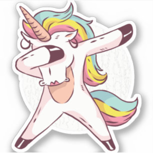 Sticker Cool Dabbing Unicorn Arc-en-ciel La danse tendance