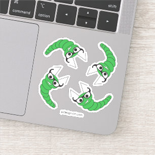 Sticker Cool drôle de chenille nerveuse avec lunettes