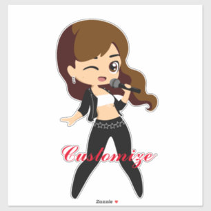 Sticker Cool fille chante Karaoke Thunder_Cove