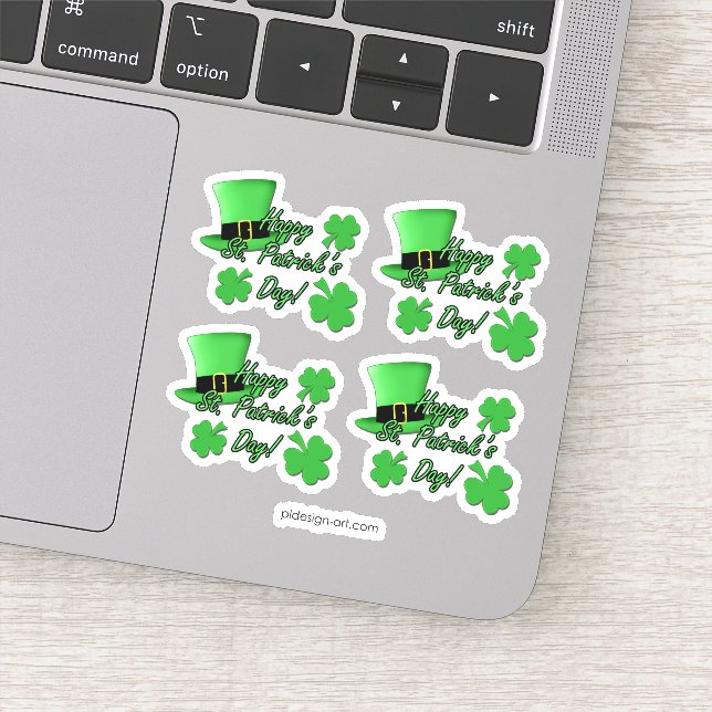 Sticker Cool fun Chapeau vert haut Shamrocks St Patricks D (Détail)