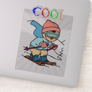Sticker Cool Funny Skier   conceptions de ski   skier drôl
