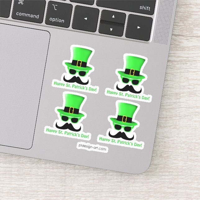 Sticker Cool Funny St. Patrick's Day Mustache Top chapeau  (Détail)