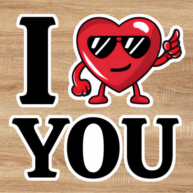 Sticker Cool Je t'aime Je t'aime Saint Valentin (Cool I Heart You I Love You Valentine's Day Sticker)