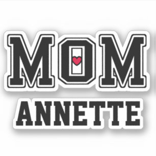 Sticker Cool Maman Mot Avec Amour Du Coeur Sporty Nom Pers