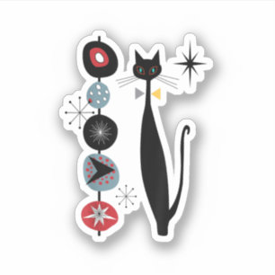 Sticker Cool moderne du milieu du siècle Chat Kabob Design
