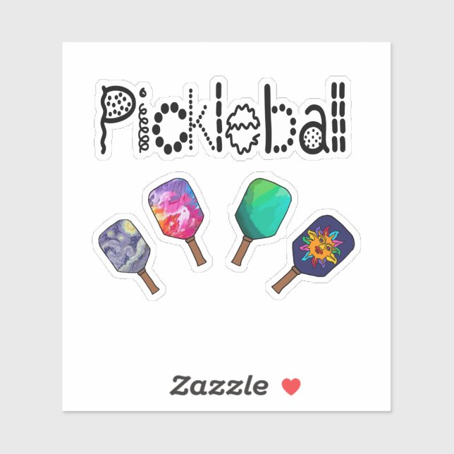 Sticker Cool Pickleball et Paddles Sports Art (Feuille)