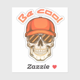 Sticker Cool Skull with Cap and Sunglasses