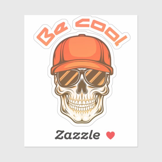 Sticker Cool Skull with Cap and Sunglasses (Feuille)