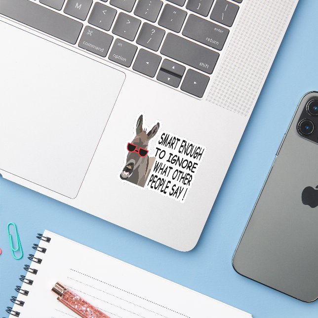 Sticker Cool Smart Donkey (Ordinateur portable avec iPhone)