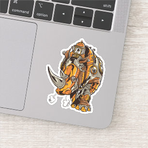 Sticker Cool Steampunk RHINO Métal Armure Vintage