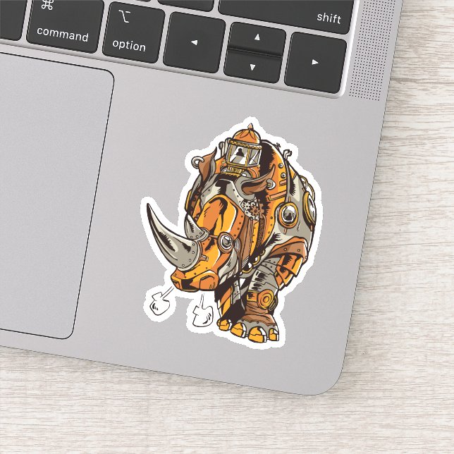 Sticker Cool Steampunk RHINO Métal Armure Vintage (Détail)