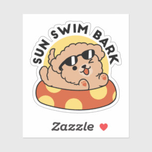 Sticker Cool Summer Chien Flottant - Jolie Puppy Pool Part