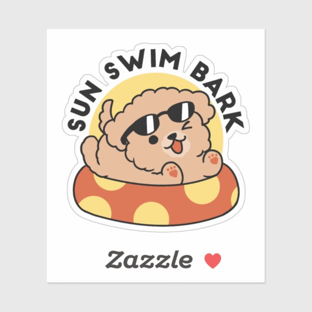 Sticker Cool Summer Chien Flottant - Jolie Puppy Pool Part (Feuille)