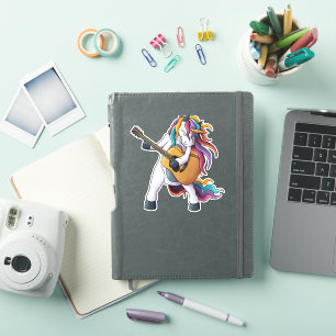 Sticker Cool Unicorne Jouer de la guitare _ Funny Animal G