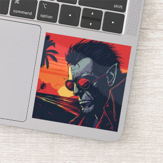 Sticker Cool Werewolf Retro Sunset