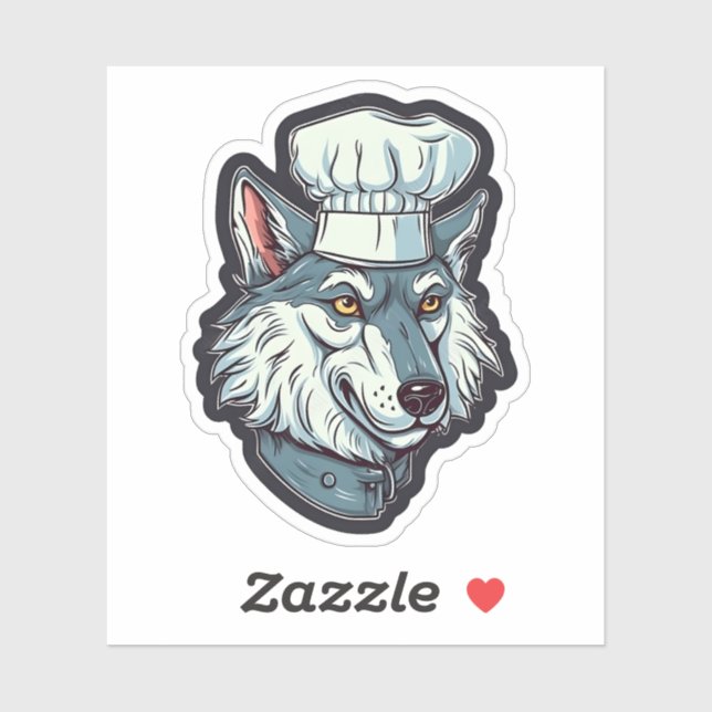 Sticker Cool Wolf Chef Awesome Animal Graphisme (Feuille)