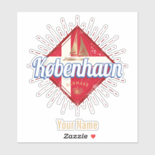 Sticker Copenhague capitale Danemark Retro voilier