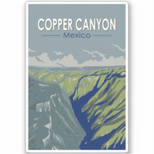 Sticker Copper Canyon Mexique Travel Art Vintage