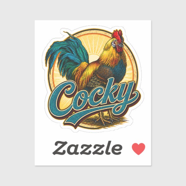 Sticker Coq Arrogant Maison de Ferme Vintage (Feuille)