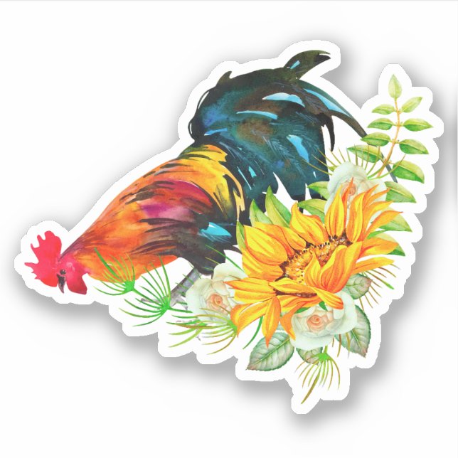 Sticker Coq avec tournesol (Devant)