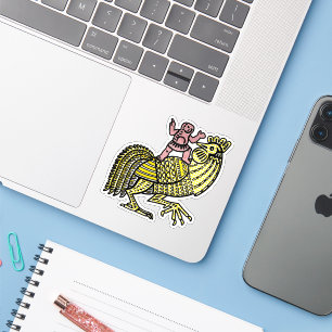 Sticker Coq d'art pop rétro avec figure en point de Ben-Da