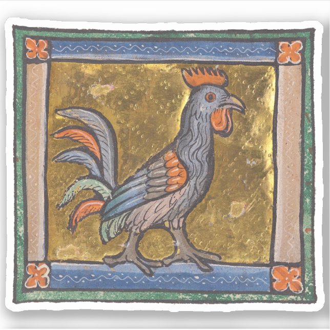 Sticker Coq de bestiaire médiéval c. 1270 (Devant)