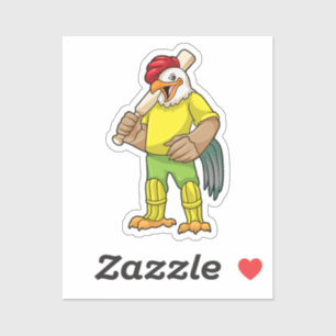 Sticker Coq en batteur avec batte de cricket