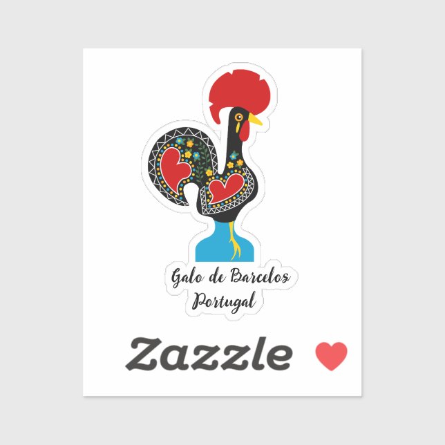 Sticker Coq traditionnel de Barcelos en noir (Feuille)